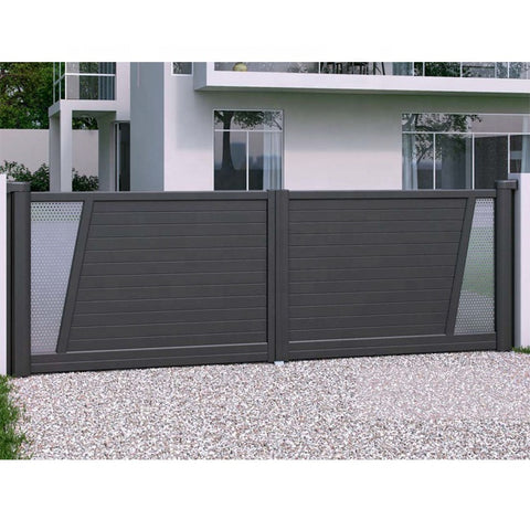 LVDUN Customized Front Aluminium Double Driveway Gate Electronic Security Door For Outdoor Garden