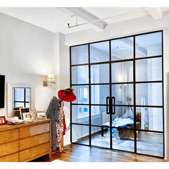LVDUN New Design Double Height Panoramic Glass Internal Steel Patio Doors
