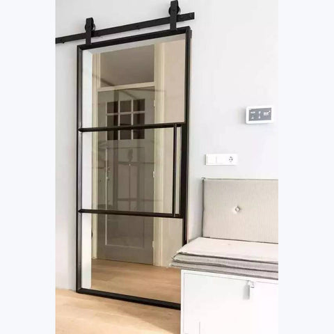 LVDUN Hot sale Steel sliding barn door wrought iron frame sliding door with track