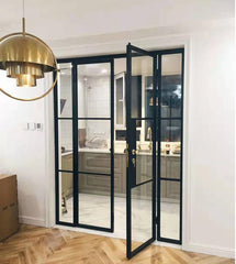LVDUN Modern Double Glass wrought iron Patio Steel Glass Door design With Lowes Glass Patio Doors