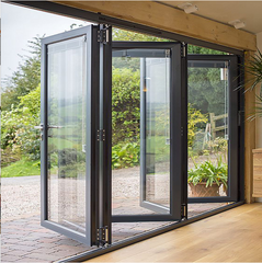 LVDUN Factory Fancy External Aluminium Frame Double Glazed Tempered Glass Exterior Folding Patio Doors