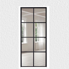 LVDUN Matte black windows steel frame low price iron and glass door