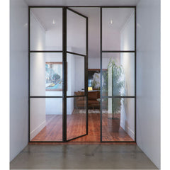 LVDUN Custom steel black french doors wholesale interior double arch metal frame glass door