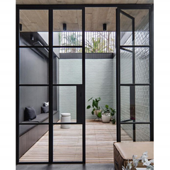 LVDUN 2020 best selling economic stylish soundproof Lowe glass steel frame interior hinge double swing doors
