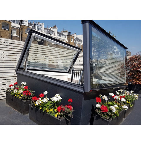 LVDUN Black Roof Window Electric Openable Laminated Glass Clear Skylight Roof Panel Price