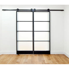 Hotian brand modern double leaf frosted glass sliding barn doors