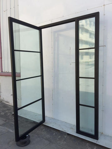 OEM Home Energy Saving Insulated Steel Low E Glass Swing Windows and Doors Modern Exterior Steel Glass Door