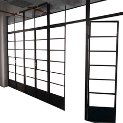 Black Slim Iron Frame Customized Steel New Iron Grill Design Casement Swing Door Single Open Kitchen Door