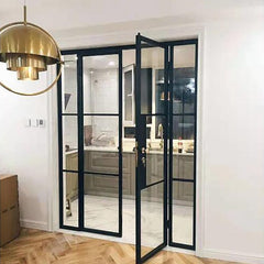 LVDUN European style building carbon steel framed glass doors made with opaque glass