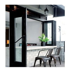 LVDUN Black Folding Window Style Solar Panels For Exterior Stone Window Sill Bi-Fold Glass Corner Window