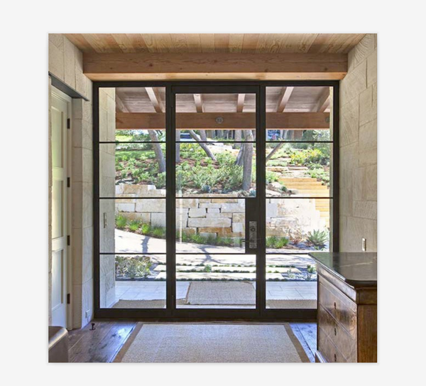 LVDUN Hot Sell Home Steel Front Entrance Glass Doors High Quality Wrought Iron Double Entry Doors