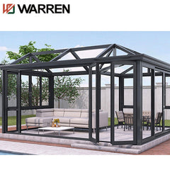 Customized Aluminium Winter Garden Sun Room Green Glass House Free Standing Sunroom For Villa