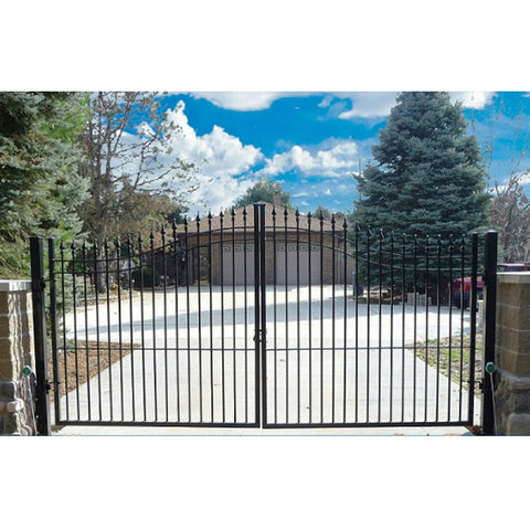 LVDUN Double Swing Residential Entrance Gates Aluminum Black Decorative Garden Metal Yard Fence Gate