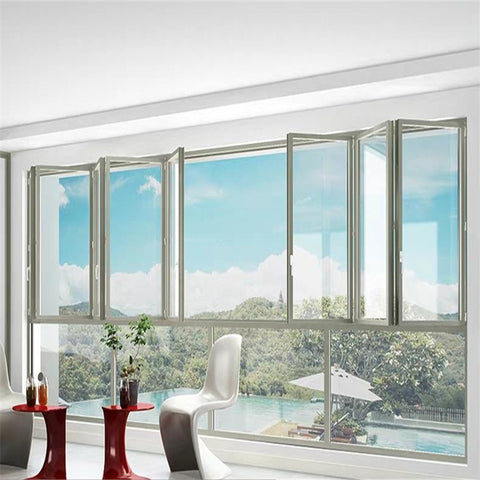 LVDUN Elegant Aluminium Glass Energy Saving Bi Folding Windows Kitchen Sliding Frameless Aluminum Vertical Folding Window