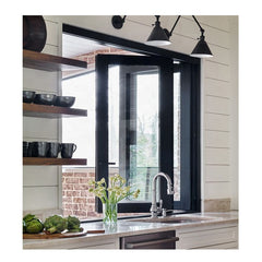 LVDUN Black Folding Window Style Solar Panels For Exterior Stone Window Sill Bi-Fold Glass Corner Window