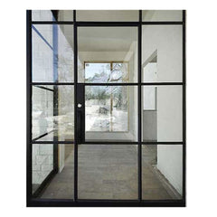 LVDUN Custom steel black french doors wholesale interior double arch metal frame glass door