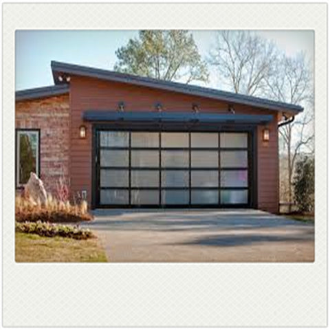LVDUN Anodized Aluminum Frame Tempered Frosted Glass Garage Door