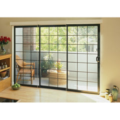 LVDUN Matte black wrought iron frame interior glass french door