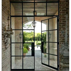 LVDUN China factory price French patio iron doors cheap steel frame glass door and window designs