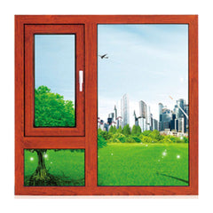 LVDUN Hotian Brand High Quality Wood Color Double Tempered Glass Aluminum Casement Windows