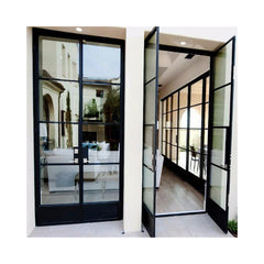 LVDUN Exterior wrought iron french glass door balcony steel glass double swing door