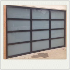 Black Anodized Aluminum Frame Tempered Glass Garage Door