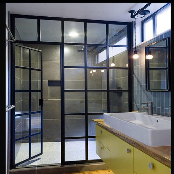 LVDUN French style door iron glass door with grid design hot sell  steel frame casement door