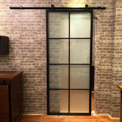 LVDUN Metal framed glass sliding doors with barn door hardware kit