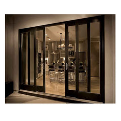 LVDUN Top Window Mirrored Sliding Door Lowe Glass Aluminum Door Dressing Room Sliding Door