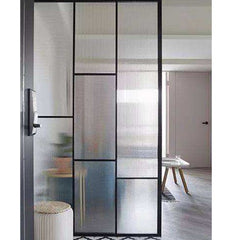 High quality matte black iron glass door with grid design cheap price customized steel french door
