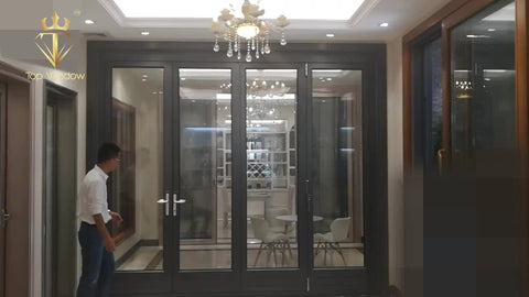 LVDUN Aluminium Ykk Insulated Folding Door Mechanism Transparent External Door