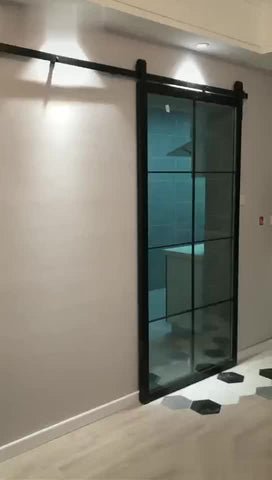 Modern luxury multi sliding tempered glass barn door for bathroom