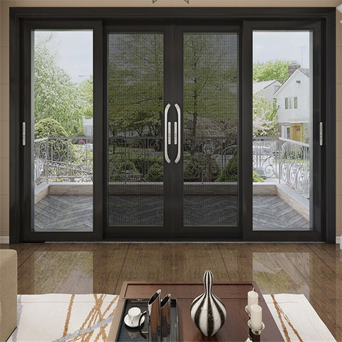 LVDUN Insulated Sliding Doors White Countryside Aluminum Glass Grid Electrical Operated Sliding Doors Aluminum Bathroom Sliding Doors