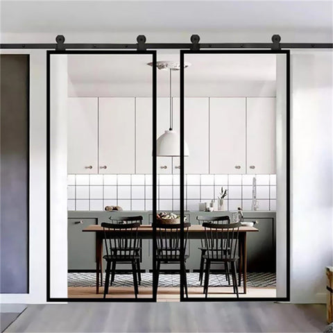 LVDUN Glass Door Sliding System Sliding Barn Door Glass European Style Simple Doors Barn  Hardware Metal