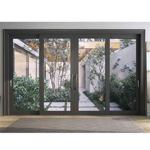 LVDUN Corner Sliding Door Thermal Break Double Glass Arch Sliding Door Aluminum Horizontal Blinds Barn Sliding Door