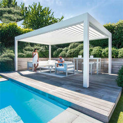 LVDUN Fast Sale New Automatic Swimming Pool Covers Louver Roof Aluminum Pergola