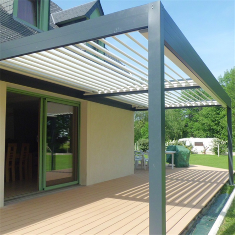 Customized Motorized Open And Close Retractable Aluminum Alloy Material Louver Roof Pergola