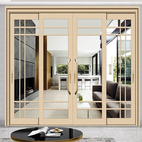 LVDUN Sliding Doorautomatic Sliding Door Factory Sell  Sound Proof Double  Glass Sliding Door With Grills Metal Main Gate Sliding Door