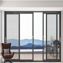 LVDUN Shock Absorber Sliding Door Aluminum Modern Design Glass Chinese Sliding Door Stacker Soft Close Sliding Door