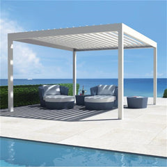 LVDUN New 2021 Product Opening & Closing Aluminum Louver Bioclimatic Pergola With Lights