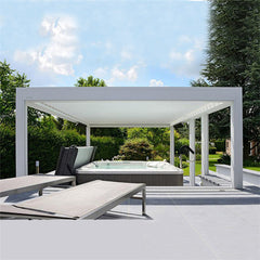 2021 New Waterproof Residential Buildings Patio Aluminum Automatic Garden Sun Shed Pergola Louvre Roof