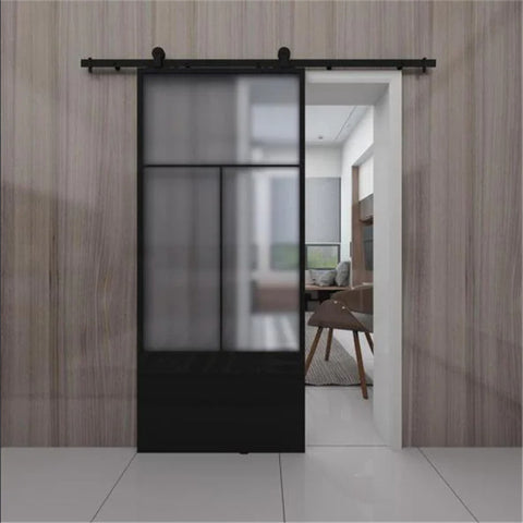 Pocket Door System Steel Frame Bypass Double Sliding Metal Framed Modern Black Glass Pocket Door With Sliding Pocket Door Frame