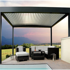 New Factory Modern Design Bioclimatic Aluminum Louvre Roof Pergola With Side Curtain Pergola
