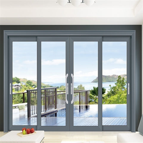 LVDUN Henderson Sliding Door System Home Aluminum Alma Sliding Door Double Toughened Glass Wire Mesh Sliding Door