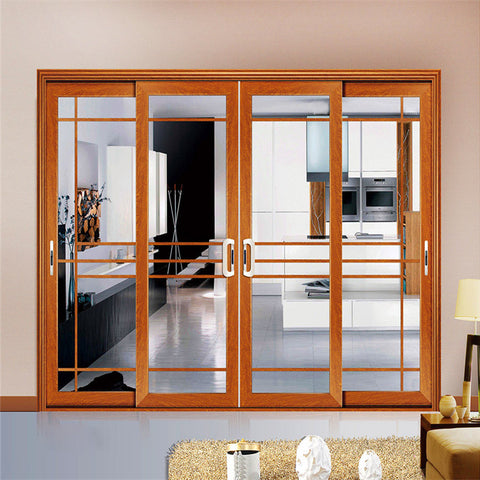 LVDUN 3 Panel Sliding Patio Door Price Thermal Break Double Large Glass Sliding Folding Door  For Meeting Room Mirror Sliding Door