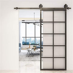 Barn Sliding Door Knocked Down Barn Door Patio Metal Frame With Sliding Hardware Kits Black Metal Exterior Door