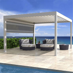 LVDUN Best Profile Modern Garden Gazebo Motorized Metal Framed 4X3 Outdoor Louvered Kits Roof System Bioclimatic Aluminum Pergola