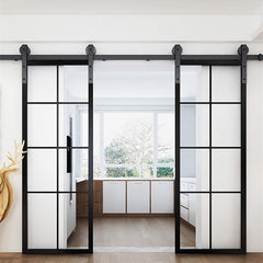 Barn Door For House Large Glass Tempered Small Barn Door With Alloy Aluminum Hardware Track Kit Barn Door With Window