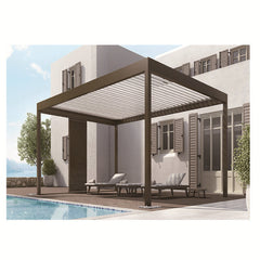 Best Adjustable Opening Motorized Solar Shade Electric Sunroof Garden Pergola Roof Aluminum Garden Motorized Aluminum Pergola