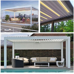 New Modern Quality Aluminum Waterproof Roof Louvered Pergola Lean To Wall Pergola